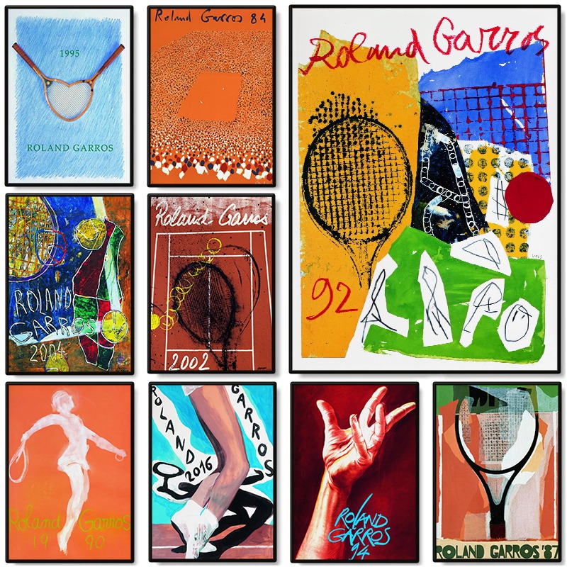 Badminton Poster - โปสเตอร์เกมเทนนิสสมัยใหม่วินเทจ อาร-โรแลนด์ จี-การ์รอส เฟรนช์โอเพ่นภาพวาดบนผืนผ้าใบศิลปะติดผนังสำหรับห้องนั่งเล่นตกแต่งบ้าน
