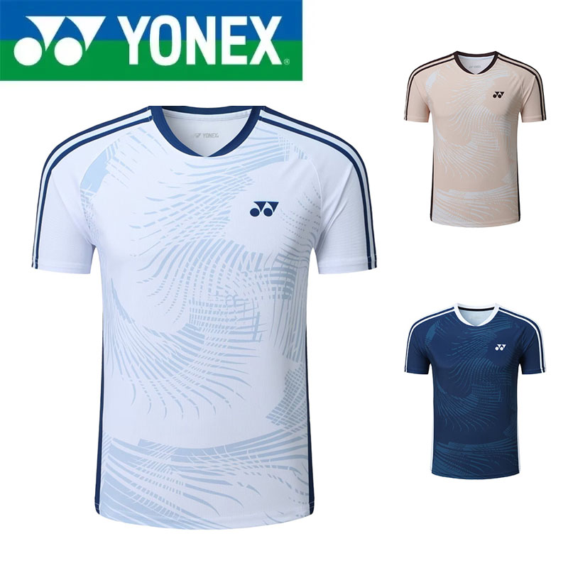 Badminton Emoji - เสื้อแบดมินตัน YONEX สำหรับนักเรียนชายและหญิง เสื้อแข่งขันแห้งเร็ว เสื้อกีฬาแขนสั้นสำหรับการฝึกซ้อม