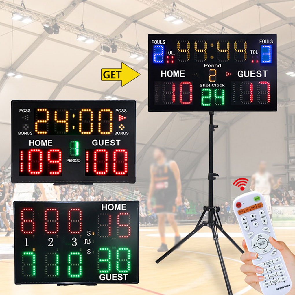 Badminton Score - ป้ายบอกคะแนนดิจิตอลแขวนผนังแบบพกพาพร้อมป้ายบอกคะแนนอิเล็กทรอนิกส์ระยะไกลสําหรับวอลเลย์บอลเทนนิสกลางแจ้งมวยเกมบาสเกตบอล