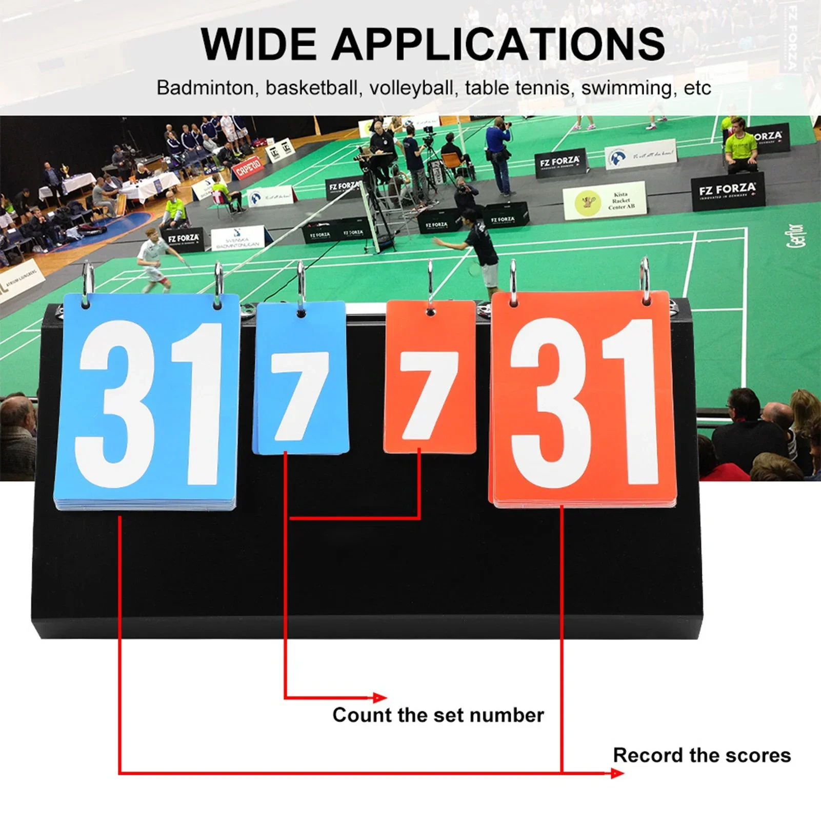 Badminton Score - กระดานคะแนนการแข่งขันกีฬา 4 หลักกระดานคะแนนสําหรับปิงปองบาสเกตบอลแบดมินตัน