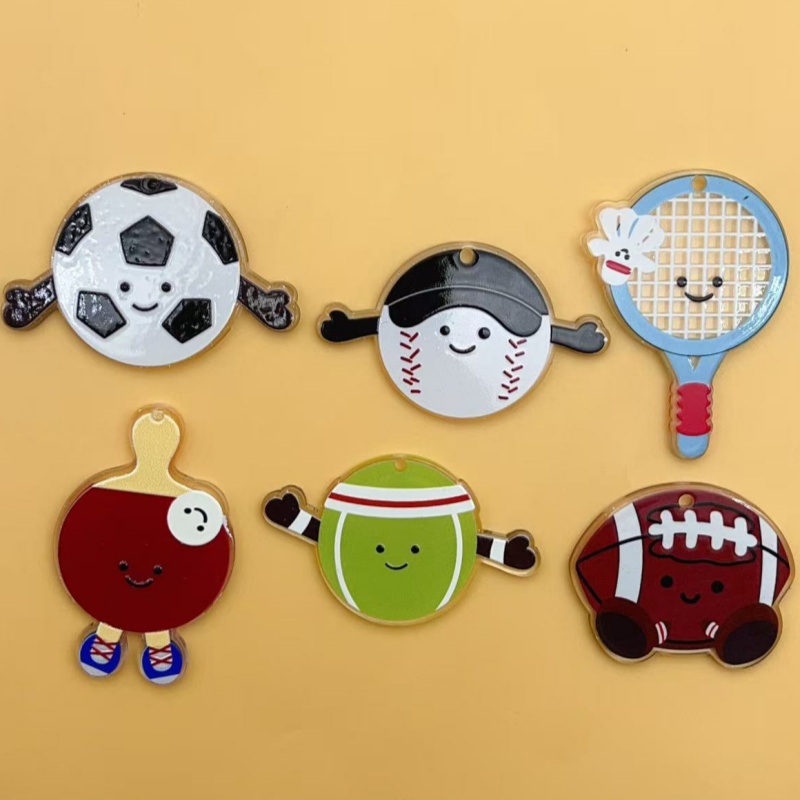Badminton Date - จี้อะคริลิกรูปอุปกรณ์กีฬา 10 ชิ้น สำหรับทำสร้อยข้อมือ พวงกุญแจ สร้อยคอ