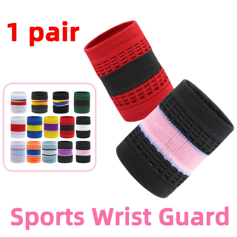 Wristband Pair Sweat - สายรัดข้อมือเพื่อความปลอดภัยในการวิ่งอุปกรณ์ป้องกันข้อมือออกกำลังกายผ้าฝ้ายโพลีเอสเตอร์สำหรับทั้งชายและหญิงที่ป้องกันข้อมือ1ชิ้น