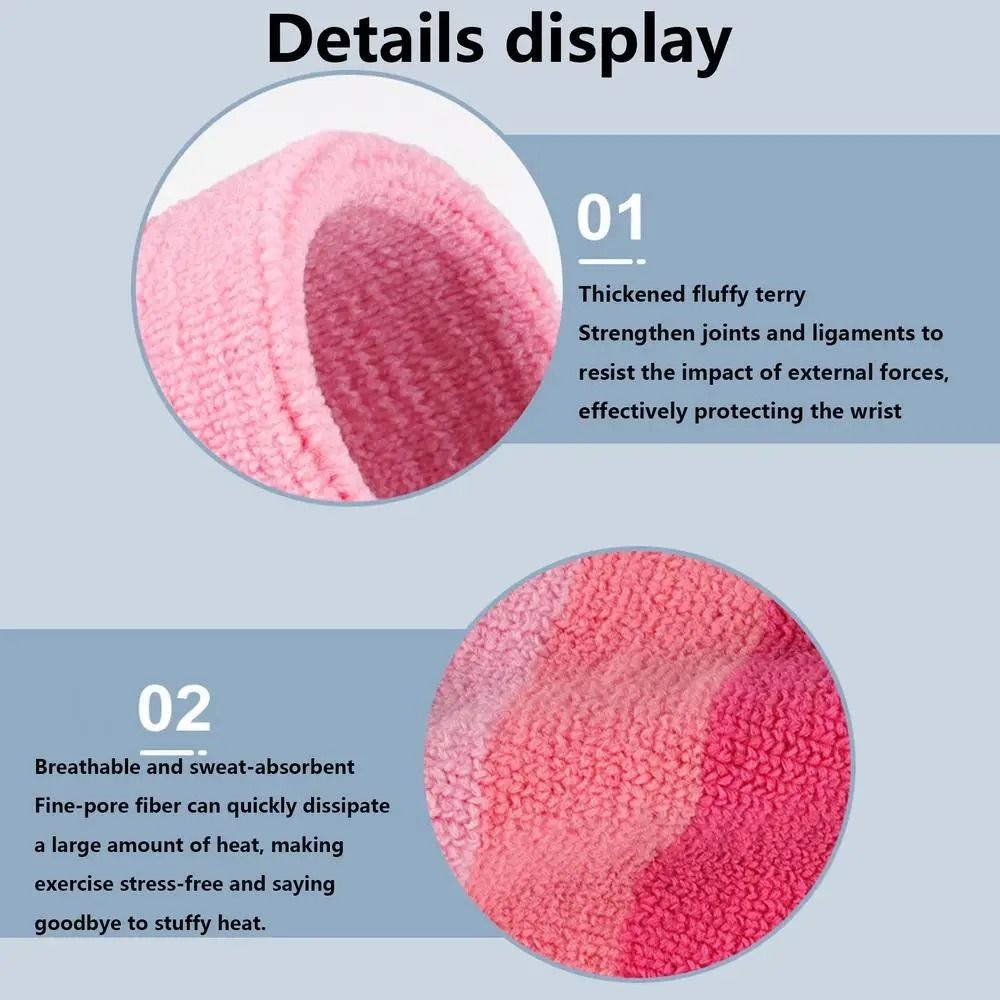 Wristband Pair Sweat - 2 ชิ้น/คู่ สายรัดข้อมือเทนนิสหลากสี สายรัดข้อมือโพลีเอสเตอร์แบบยืดหยุ่น สายรัดข้อมือไล่เฉดสี ผ้าขนหนูซับเหงื่อ