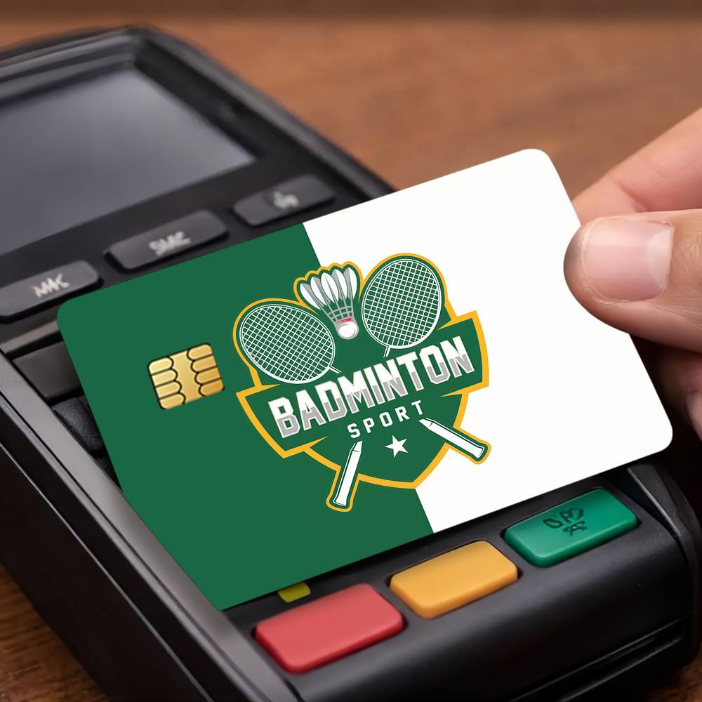 Badminton Wallpaper - แฟชั่นแบดมินตันโลโก้บัตรเครดิตบัตรโดยสารสาธารณะสติกเกอร์ป้องกันการ์ดกันน้ำตกแต่งหน้าการ์ด 4 ชิ้น